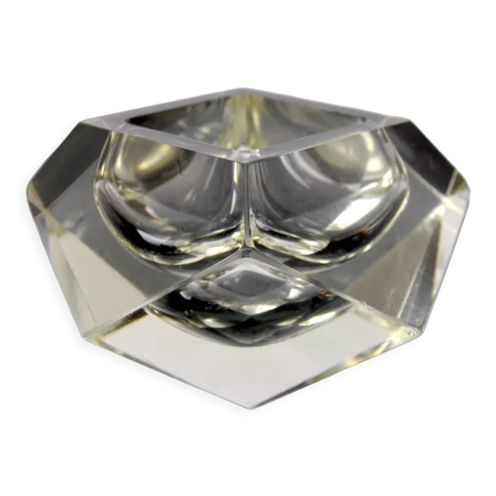 Cendrier de flavio Poli pour seguso, verre sommerso, Murano, italie, 1960