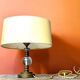 Hollywood Regency inspired brass table lamp drum lampshade