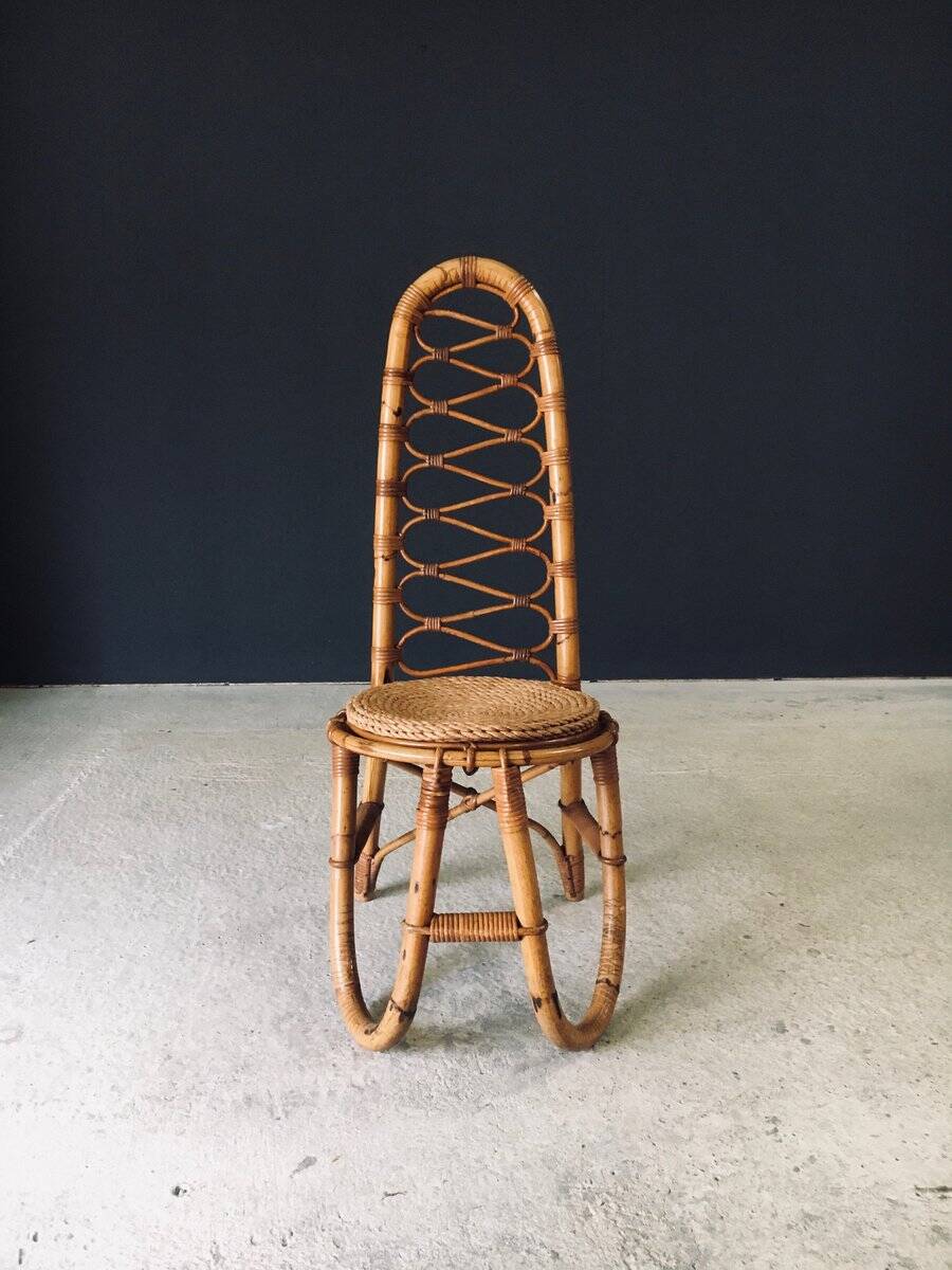 Mid-Century Bamboo High Back Chair from Rohé Noordwolde, Netherlands, 1960s