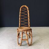 Mid-Century Bamboo High Back Chair from Rohé Noordwolde, Netherlands, 1960s