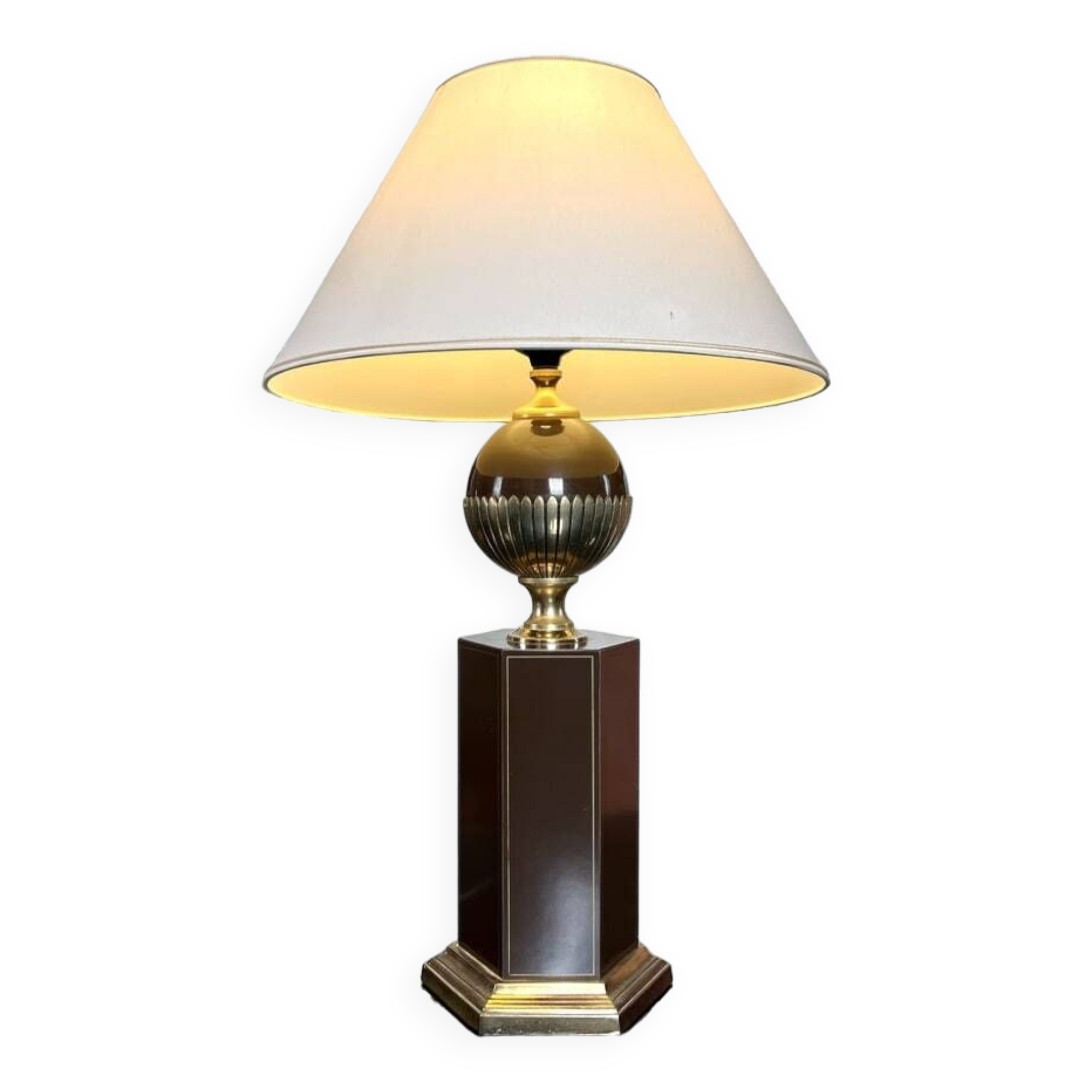 Vintage Living Room Lamp with Textile Shade - Vintage 1980s Modern Design