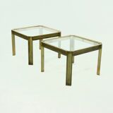 Set Model T09 Brass and Glass Side or Coffee Tables by Peter Ghyczy 1970s