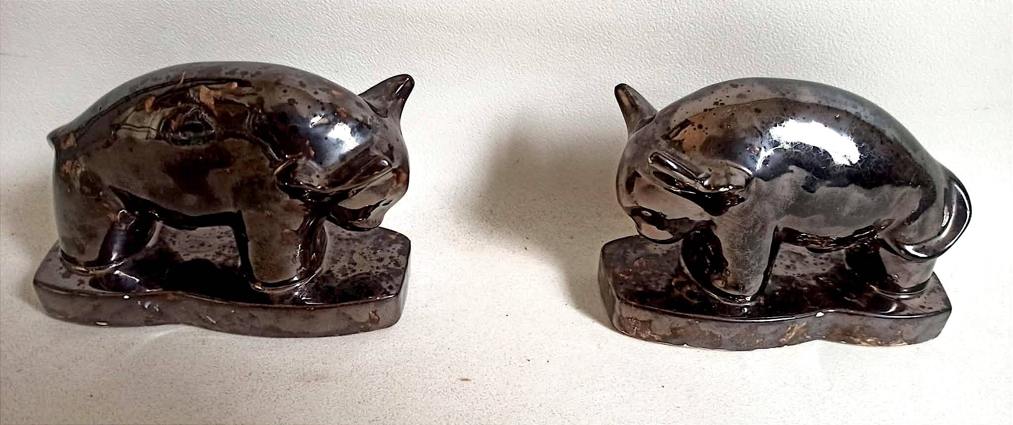 Pair of bookends 1960s Stylised Bull