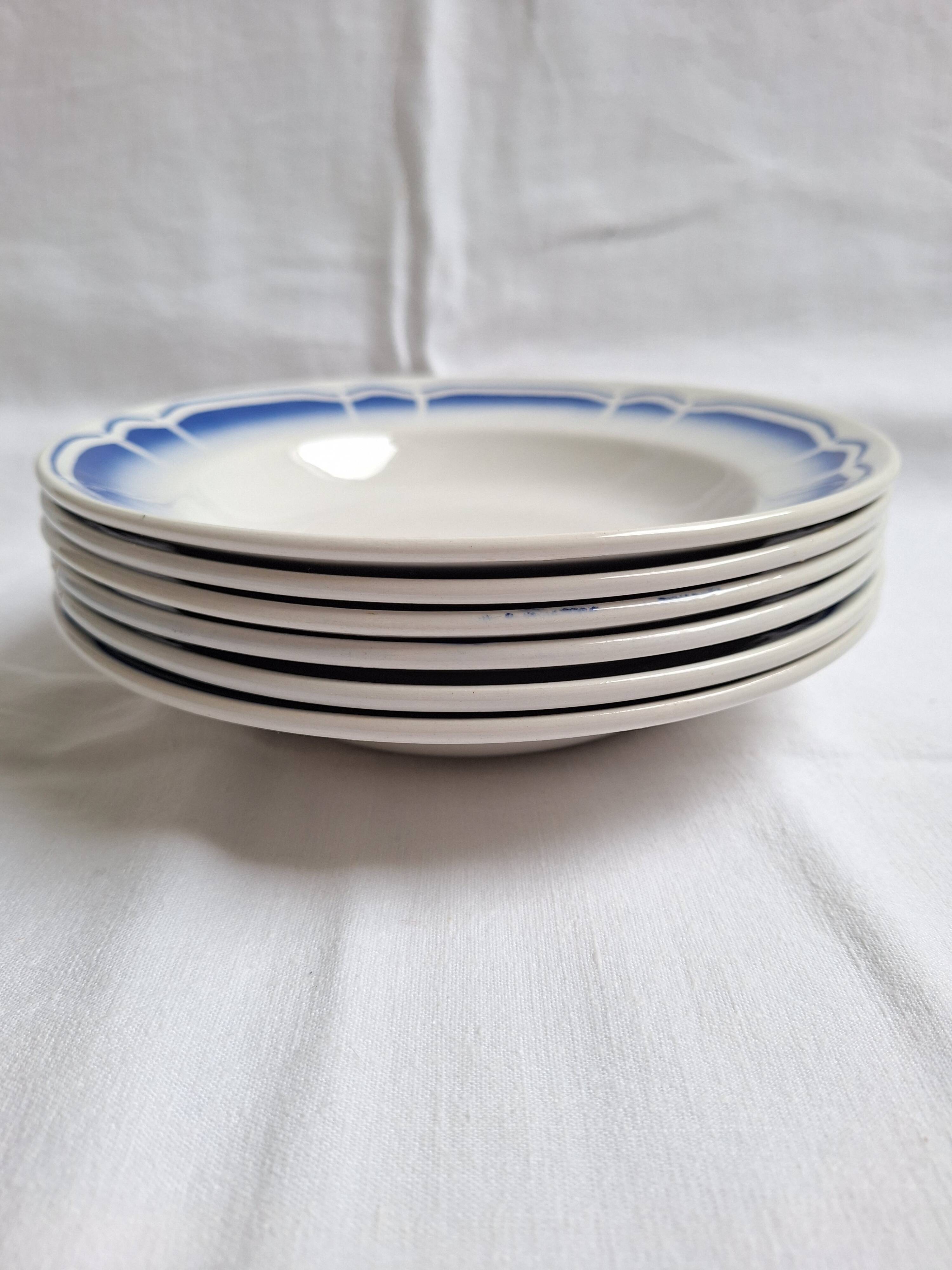 Deep plates / Art Deco salad plates Badonviller blue
