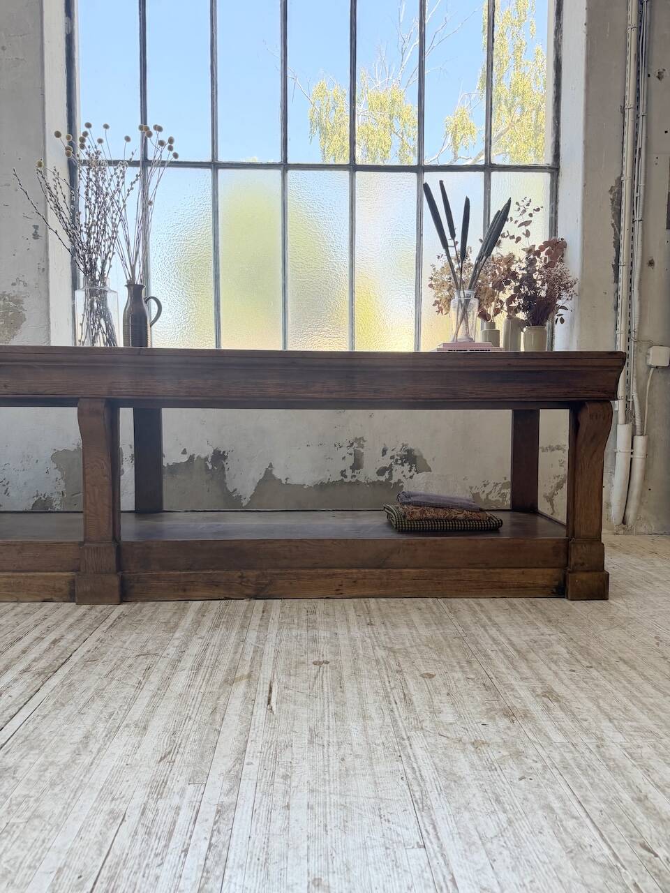 Table de gantier drapière 1900 chêne massif 330cm XL