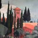 Tableau HSP "Mediterranean Landscape - Nice" 1935 Villa signed A. Deguene