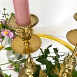 Golden brass candle holders