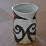 Glazed stoneware mug with snail motif signed