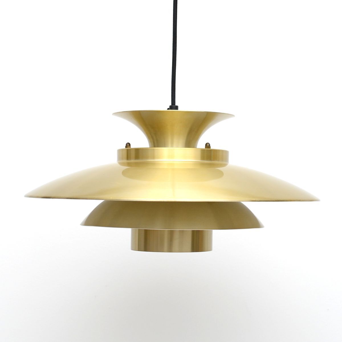 Vintage pendant lamp in golden brass, danish 1970s