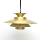 Vintage pendant lamp in golden brass, danish 1970s