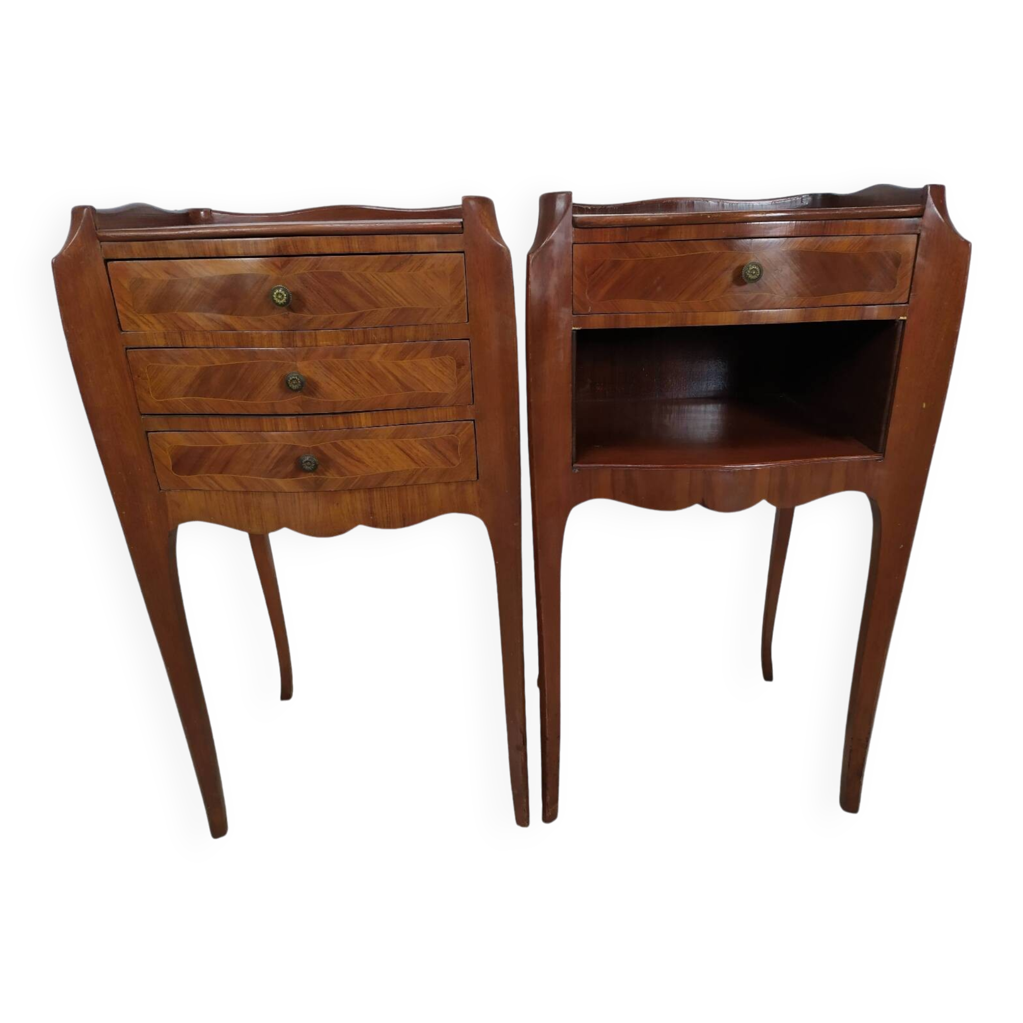 Pair of marquetry bedside tables