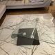 Table basse Roche Bobois – Double plateau verre & pied laqué noir