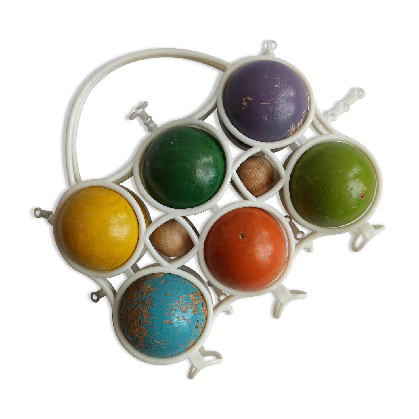 Vintage Jura multicoloured wooden petanque