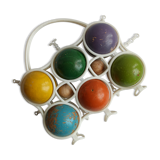 Vintage Jura multicoloured wooden petanque