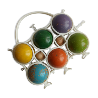 Vintage Jura multicoloured wooden petanque
