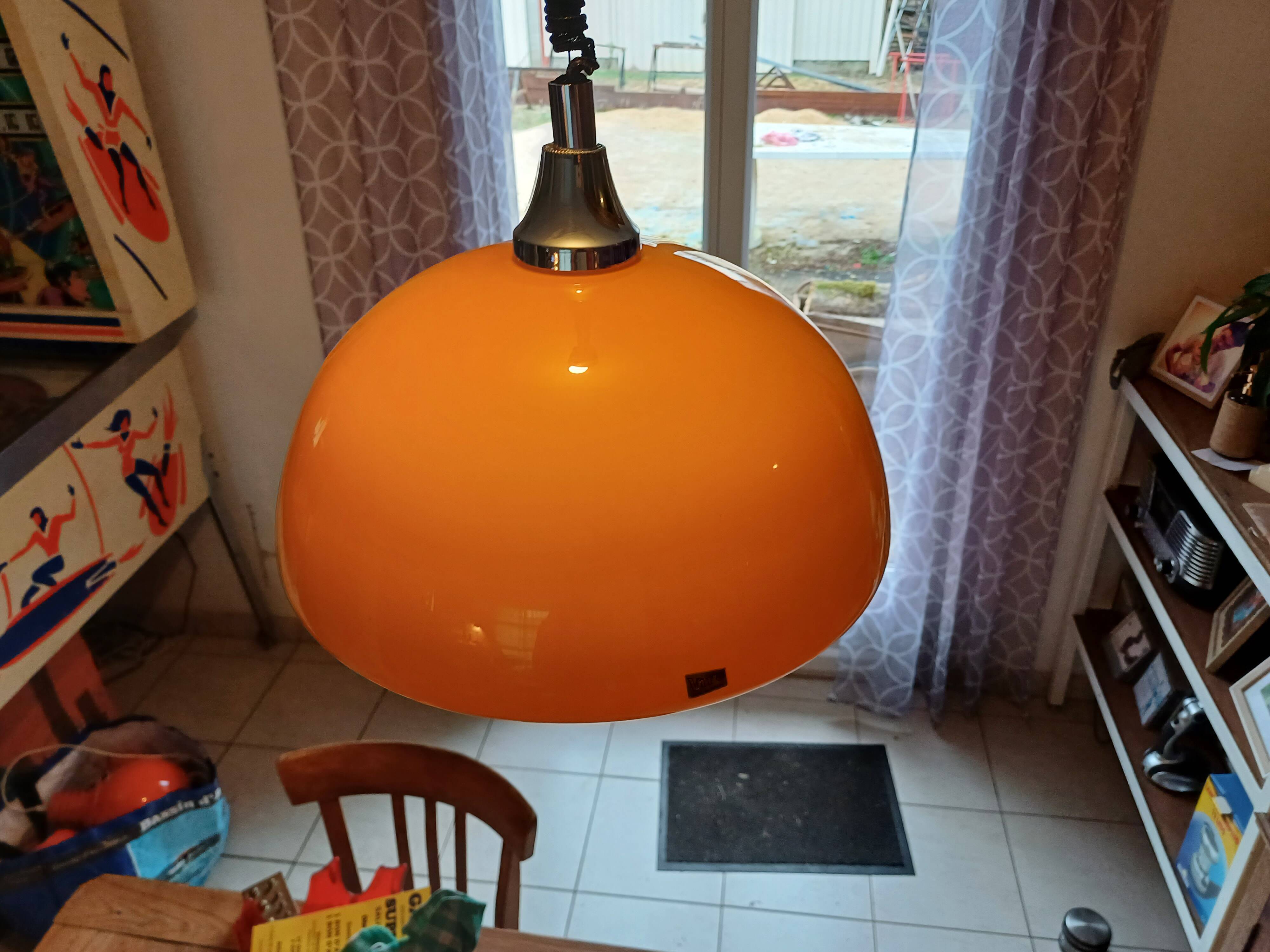 Vintage opaline orange pendant lamp “viro”