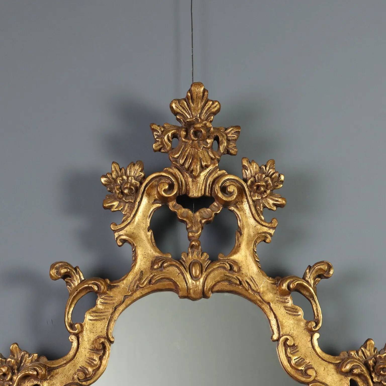 Antique baroque-style mirror in gilded wood, Italy, 20th century