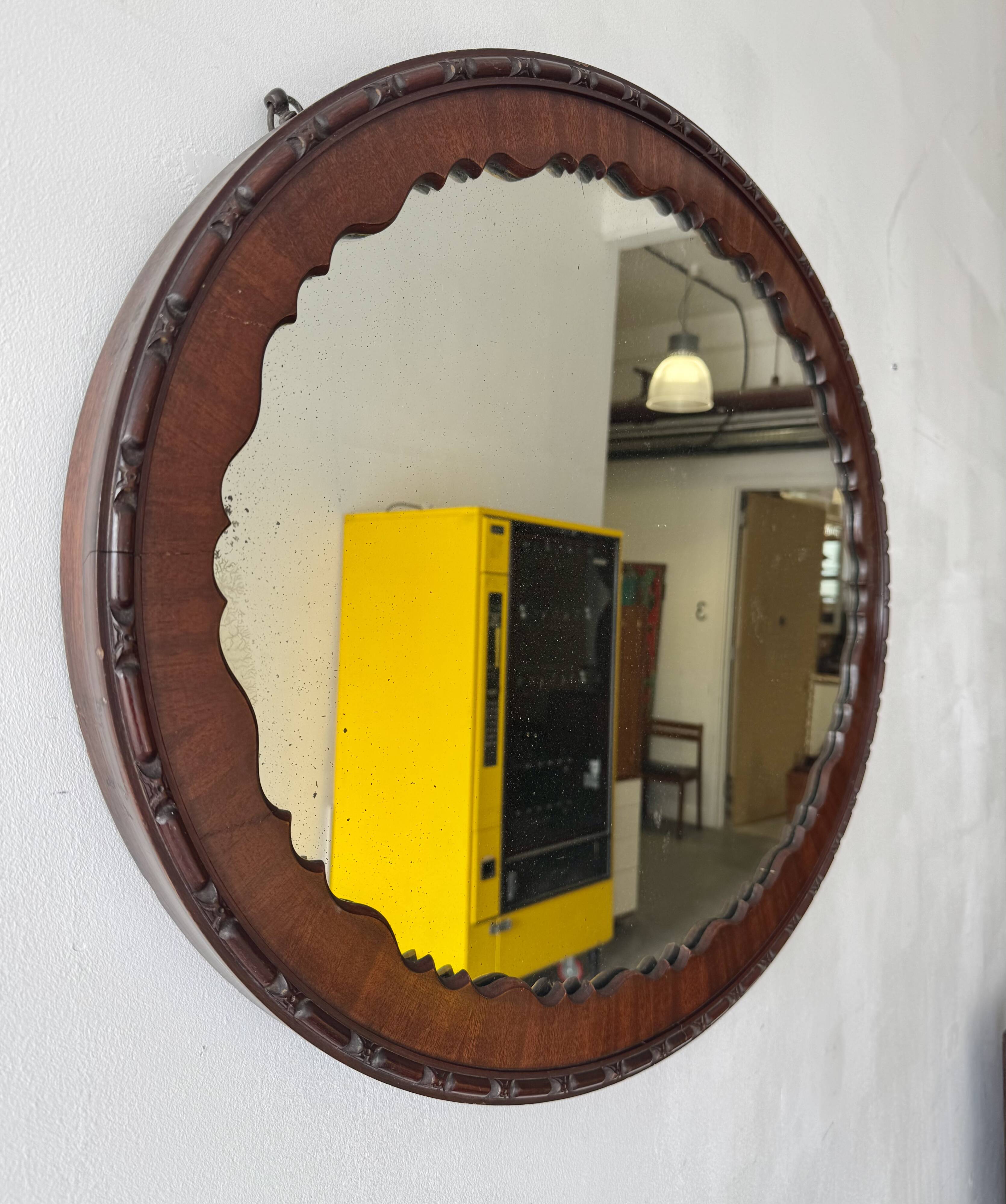Antique Oval Mahogany Wall Mirror