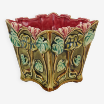 Cache Pot Art Nouveau Majolique Pot De Fleurs Onnaing France 1900