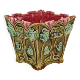 Art Nouveau Majolica Cache Pot Flower Pot Onnaing France 1900