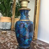 Vase brass enamel cloisonné Asian decoration mounted in lamp