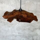 Large pendant light in corrugated teak leaf (Large D:60 H:20)