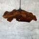 Large pendant light in corrugated teak leaf (Large D:60 H:20)