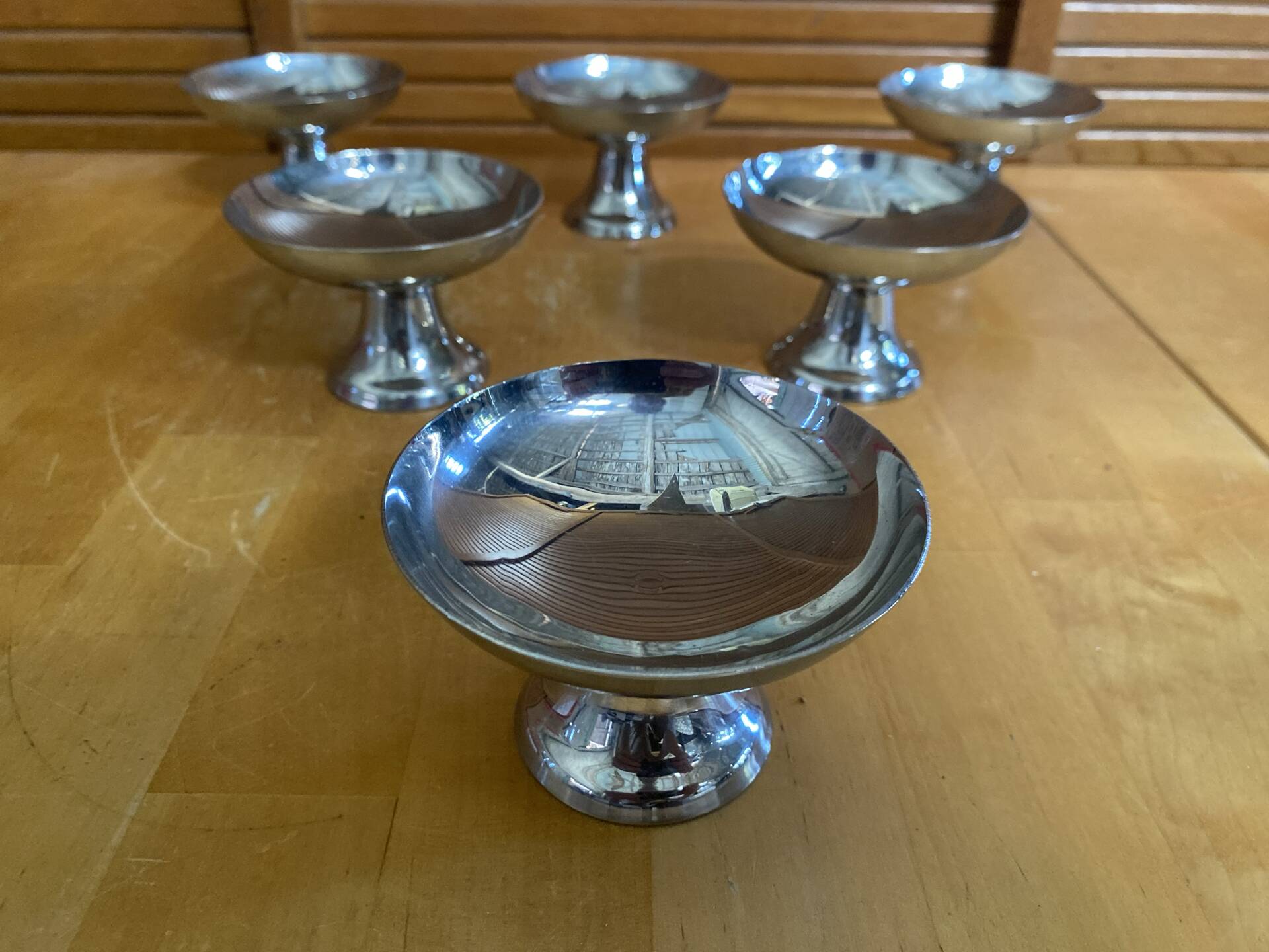 Set of 6 ice cream bowls guy degrenne stainless steel vintage design #e408