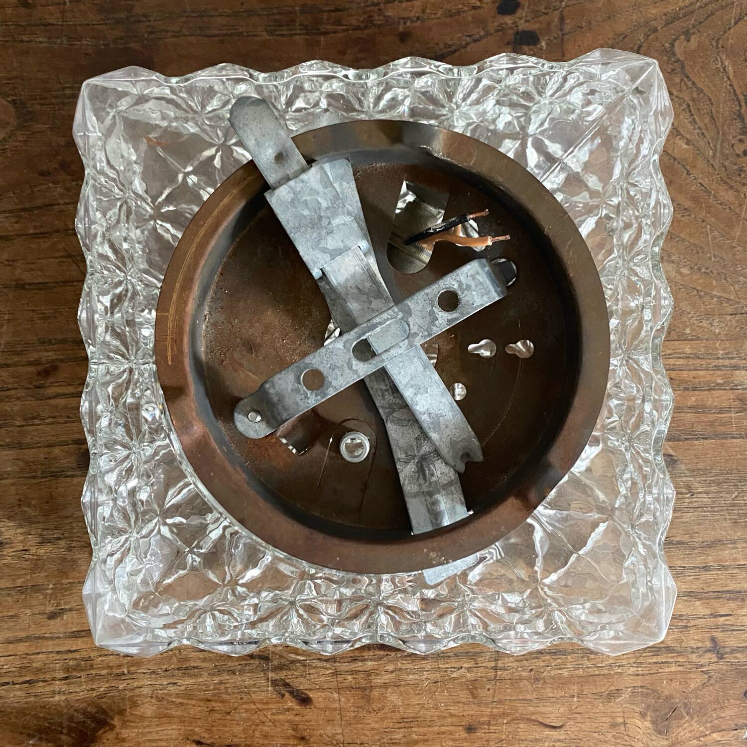 Vintage square molded glass ceiling light