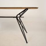 Mid-Century Italian Dining Table in Black Lacquered Metal and Formica, 1952