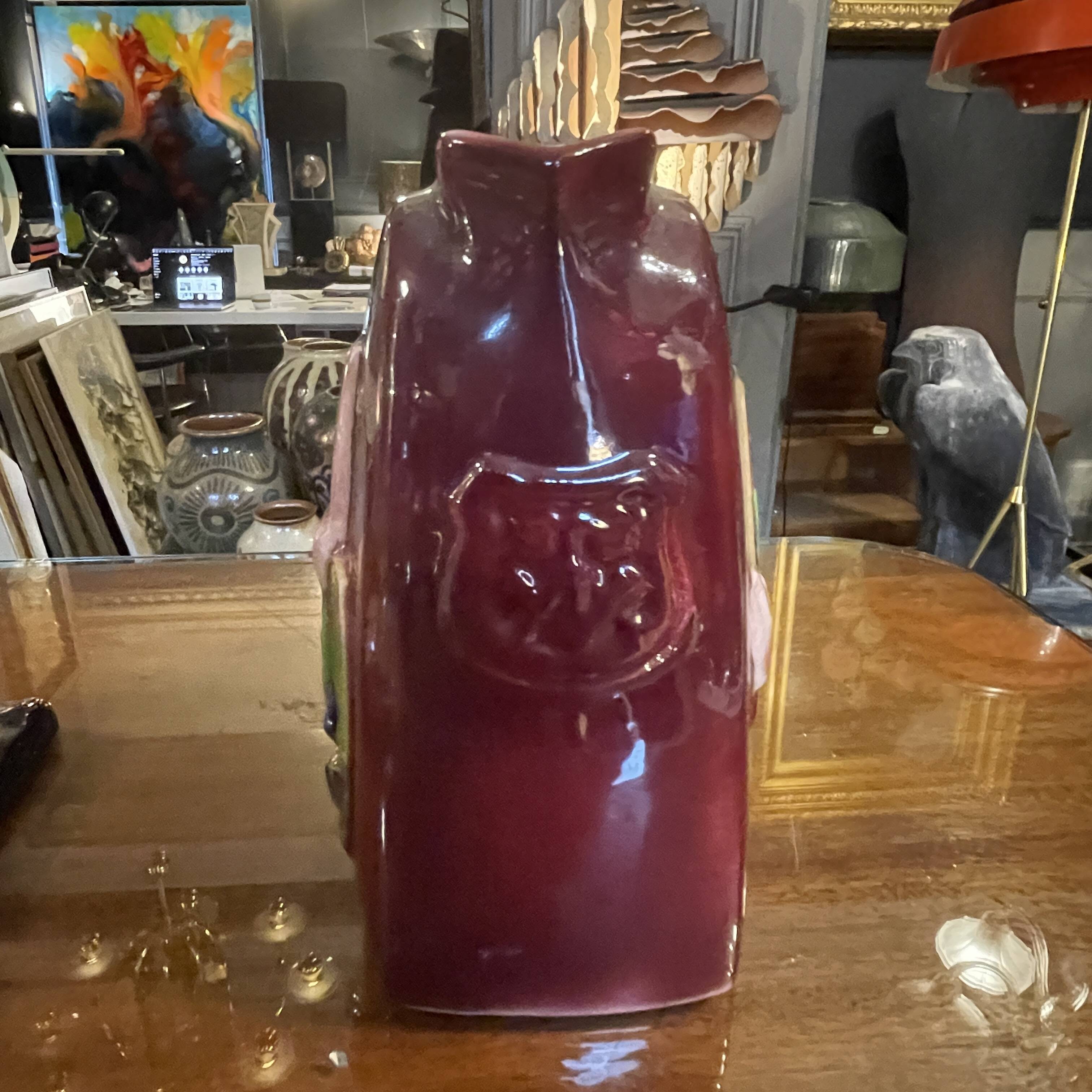 Ceramic pitcher, freemasonry, rene boschmans for coceram, ca 1950