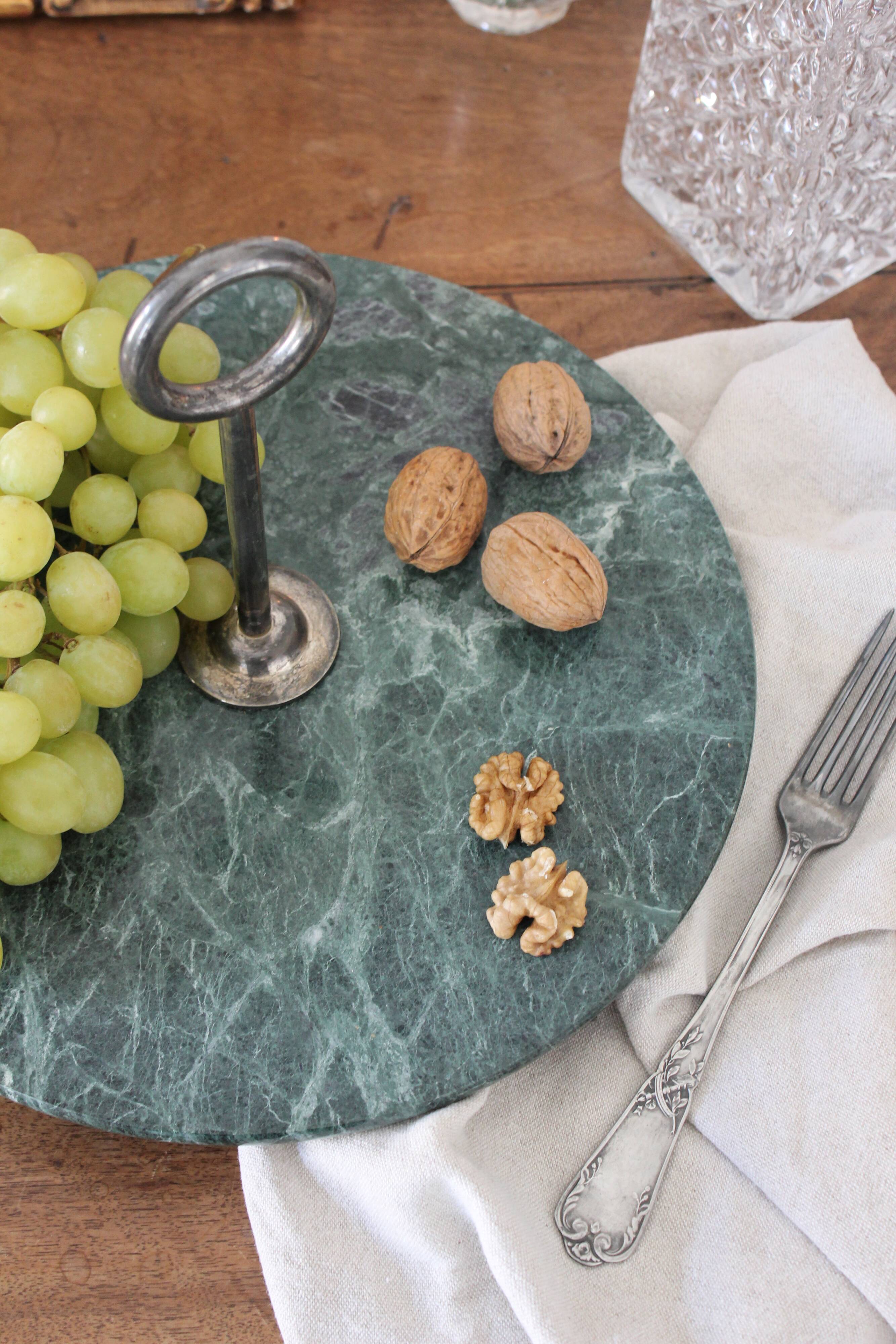 Plateau à fromage en marbre vert vintage