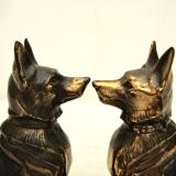 Brass dog bookends