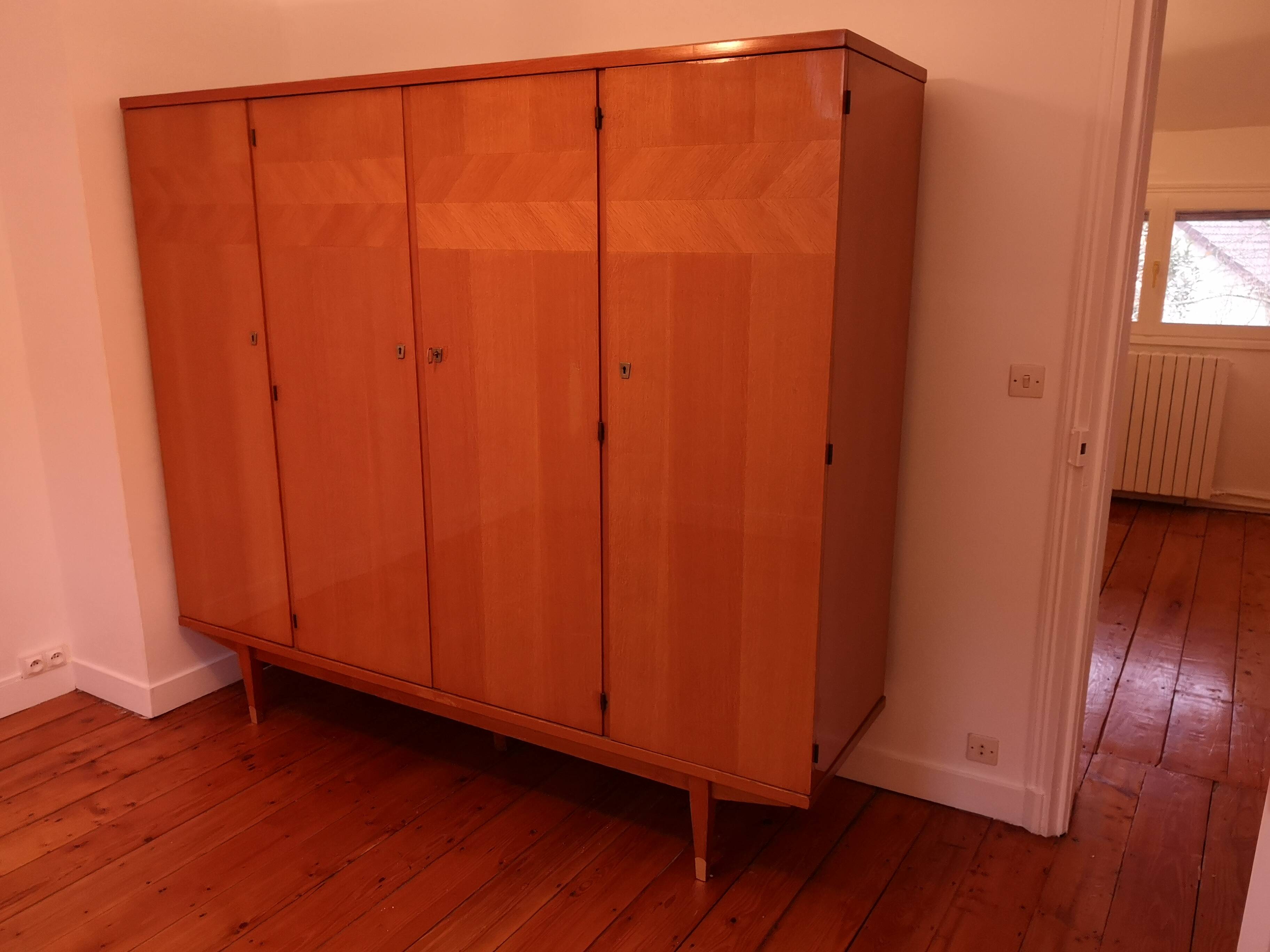 Vintage 1950s 4-door wardrobe