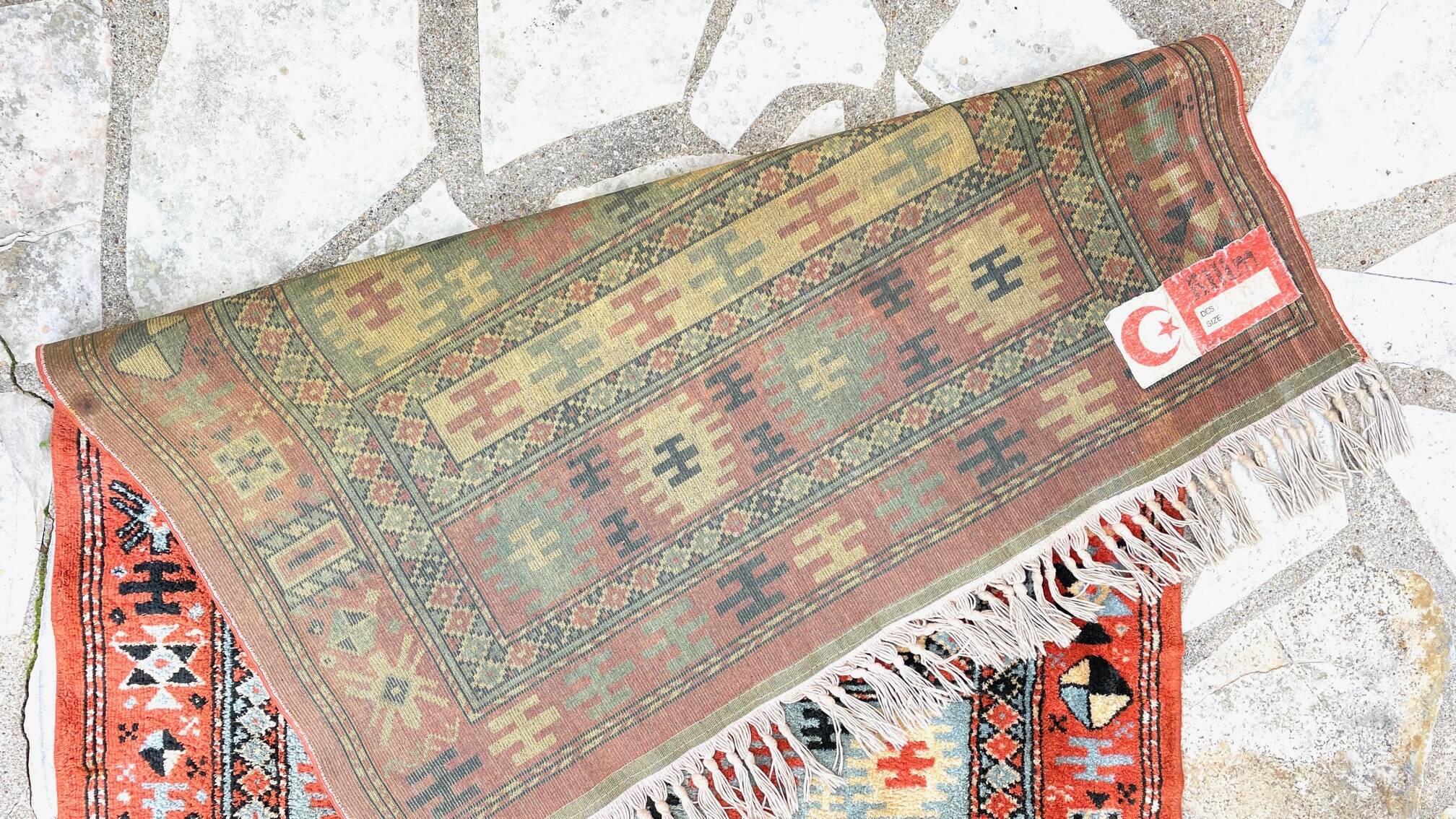 Vintage silk and cotton rug - 142 x 84cm