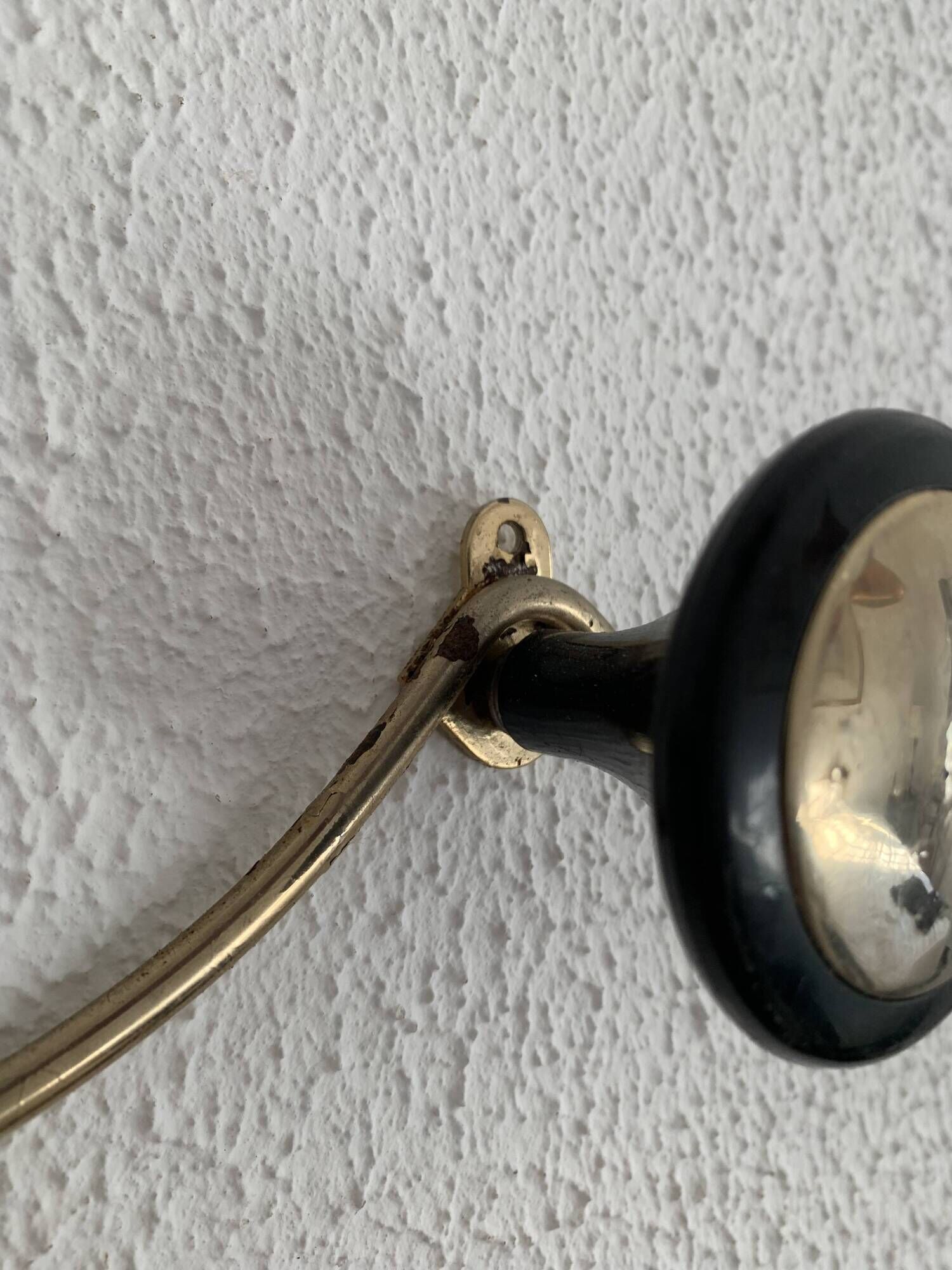 Vintage 1960s gold coat rack with 3 hooks - 45 x 7 cm