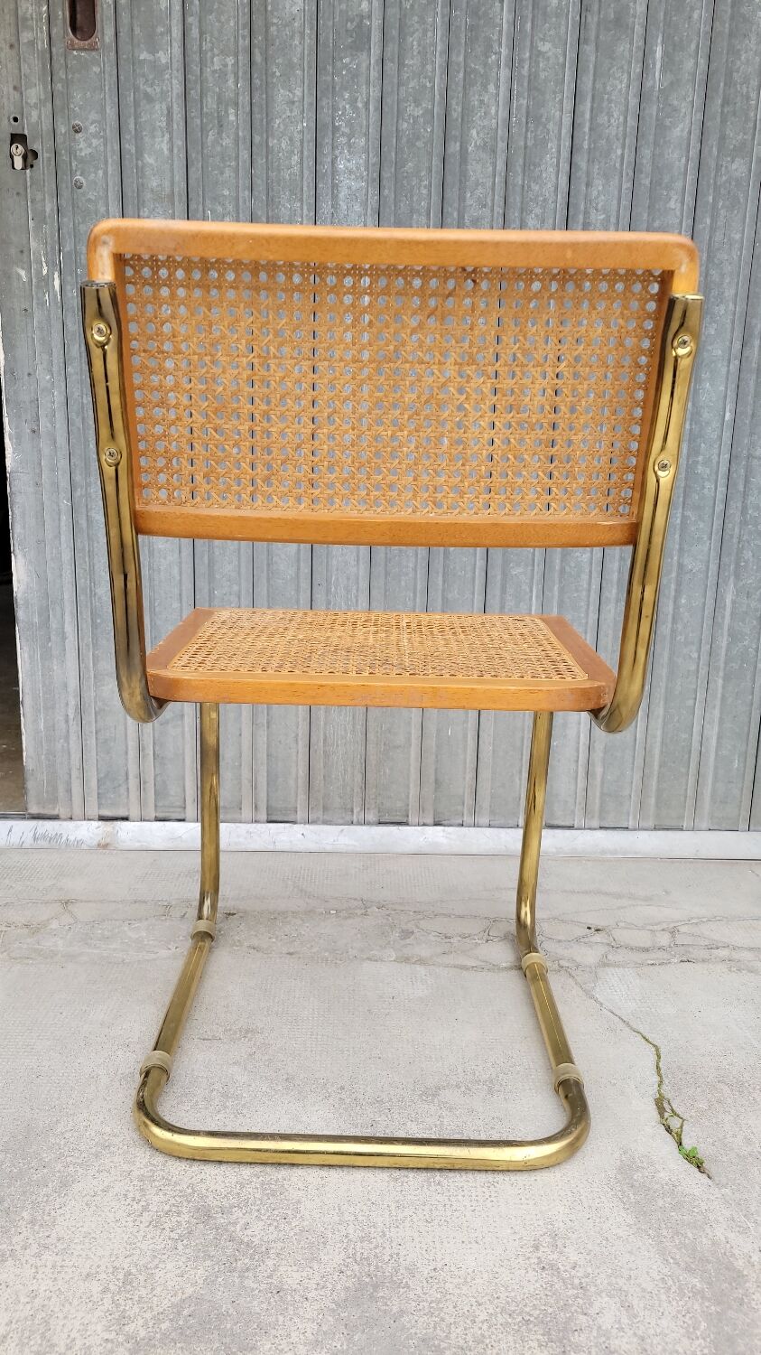 Marcel Breuer chair in cane model B32 vintage gold color