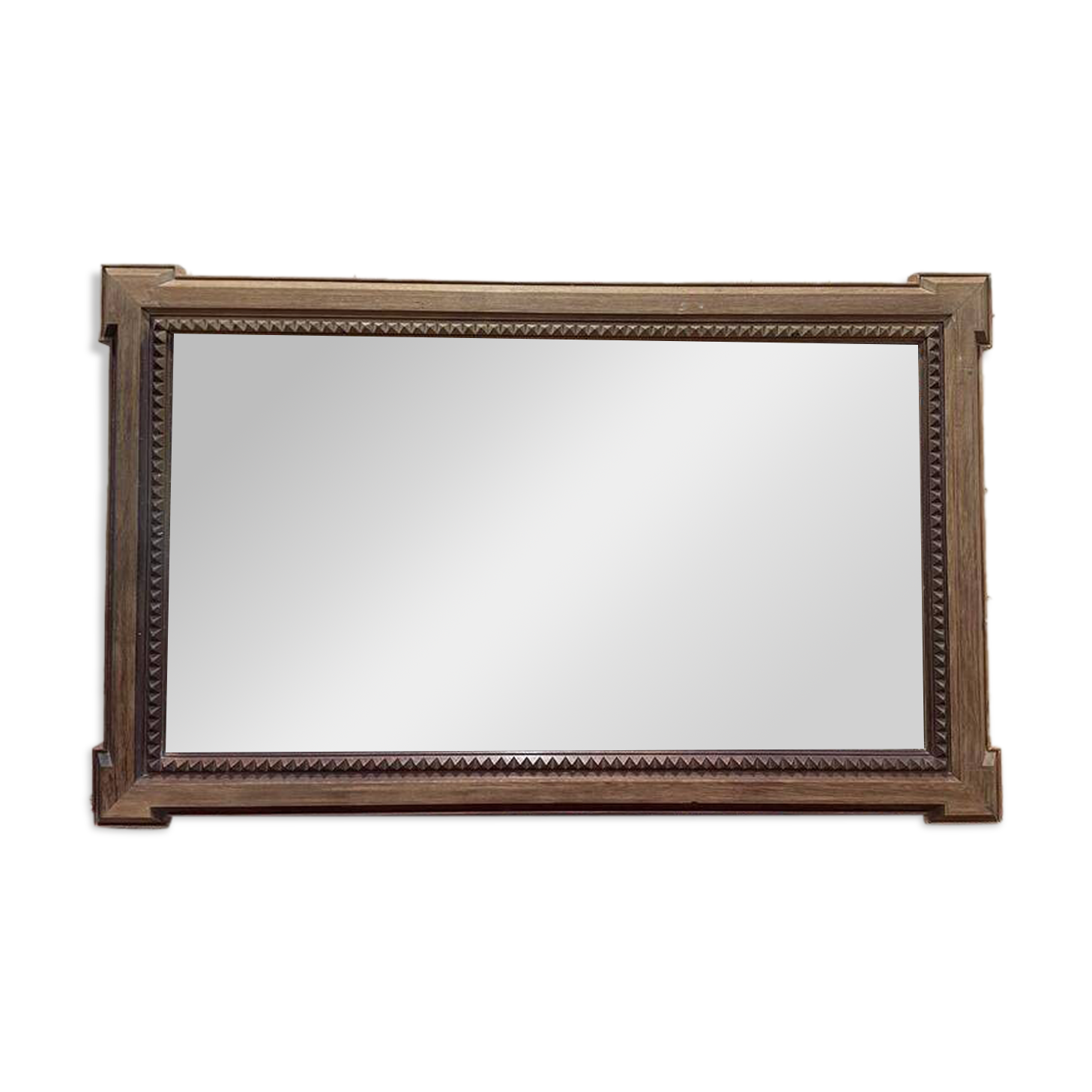 Miroir de bistrot - brasserie en chêne massif à pointes de diamant