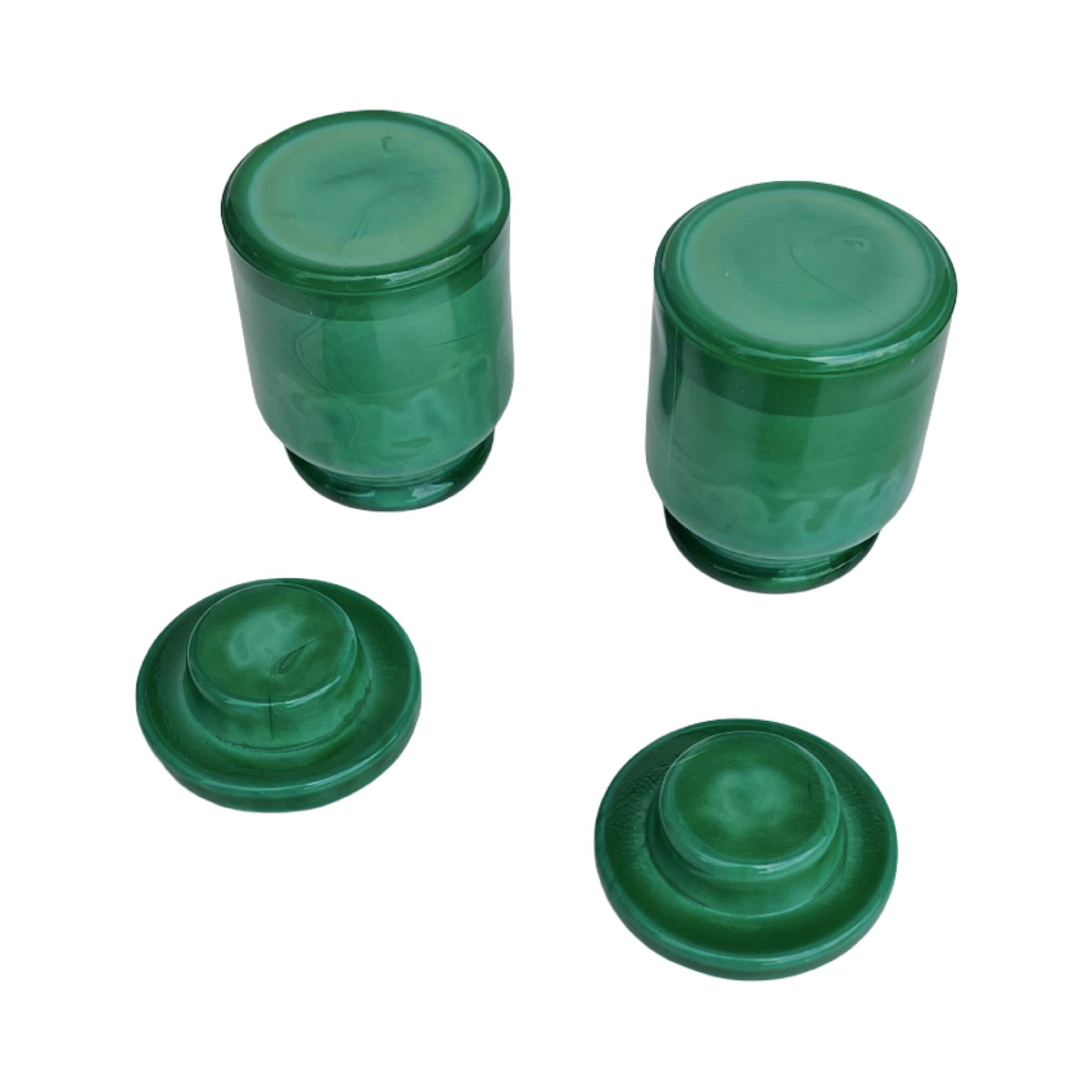 Malachite glass containers – Czechoslovakia, 1970s
