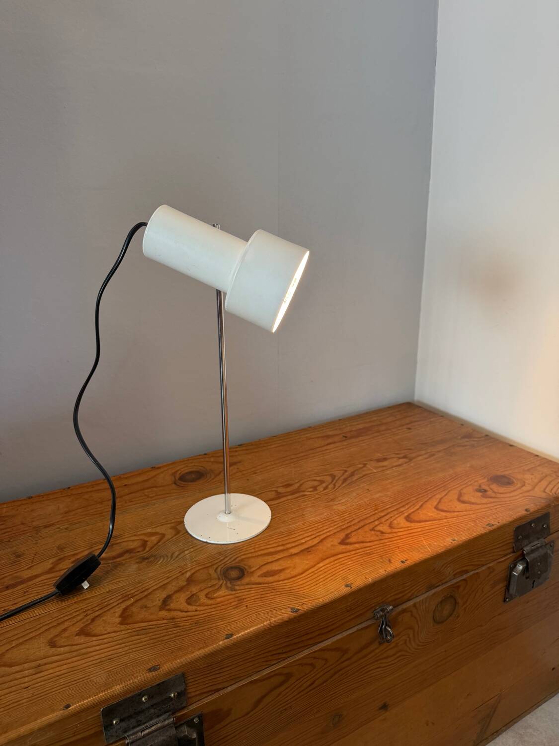 White aluminium designer table lamp made in Germany vintage