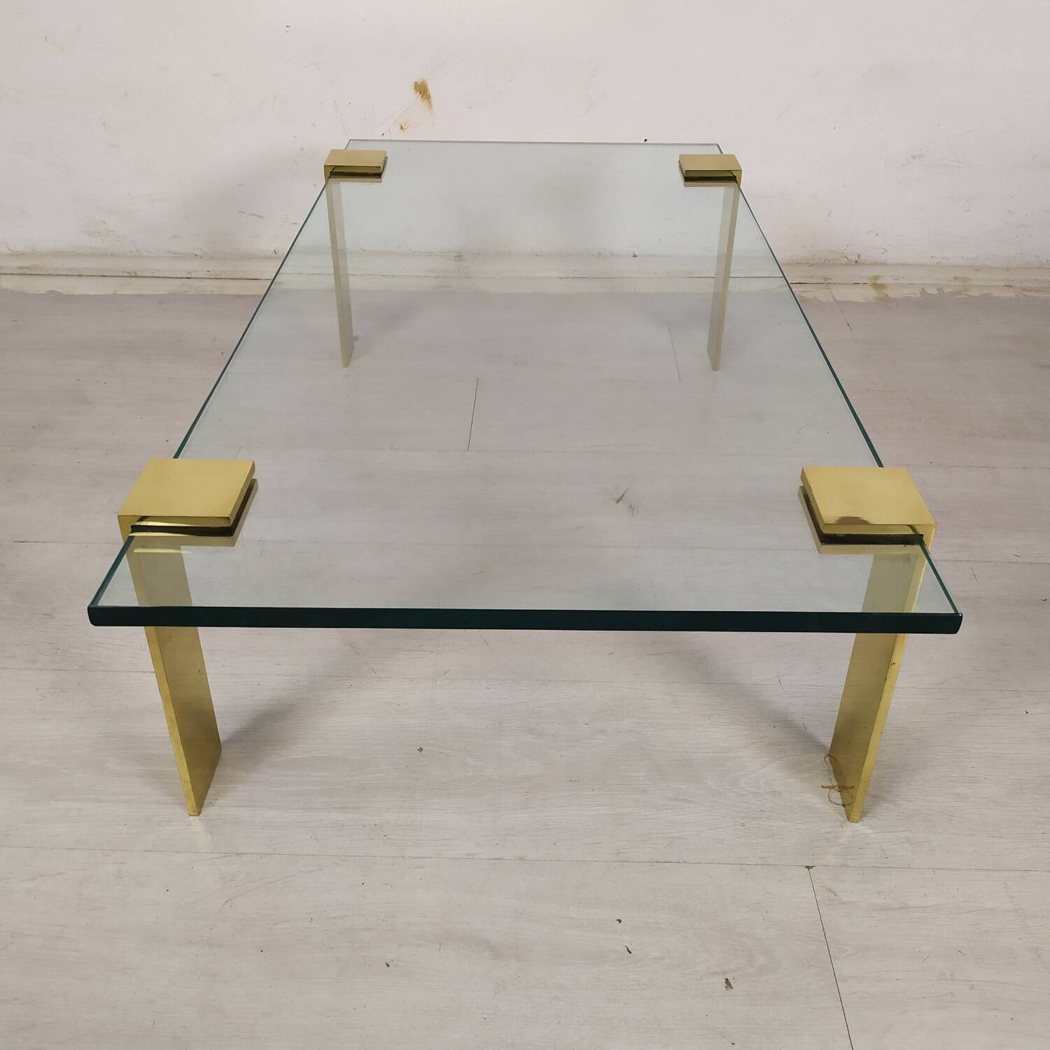 Coffee table glass brass gold
