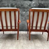 Pair of Scandinavian armchairs "PJ56" with high back by Grete Jalk for Poul Jeppesen