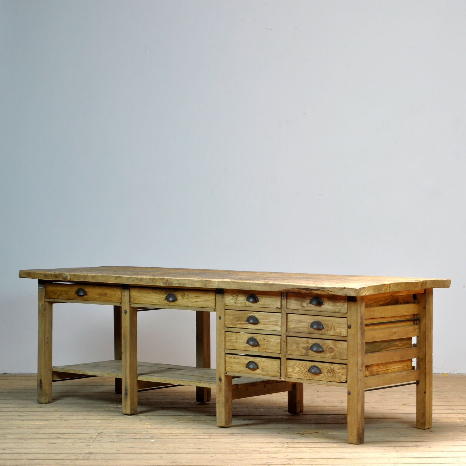 Industrial wooden worktable, 1980's