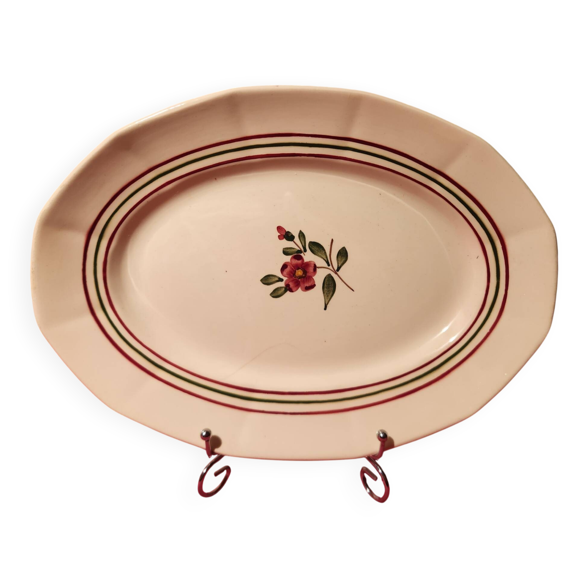 Oval plate Armelle Sarreguemines hand-painted