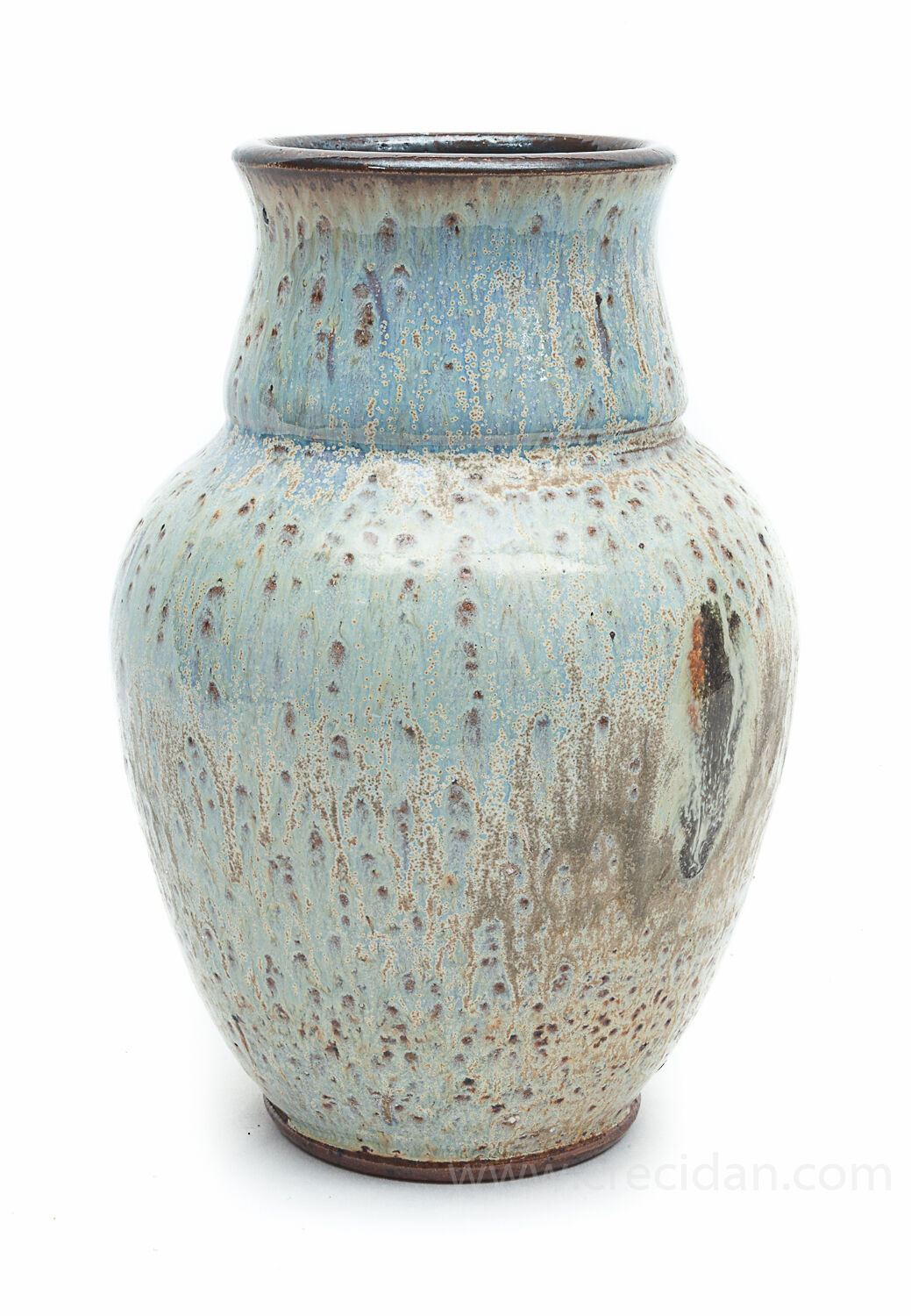 Enamelled sandstone vase