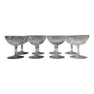 Baccarat – 8 Coupes à champagne En Cristal De Baccarat Modèle Casino
