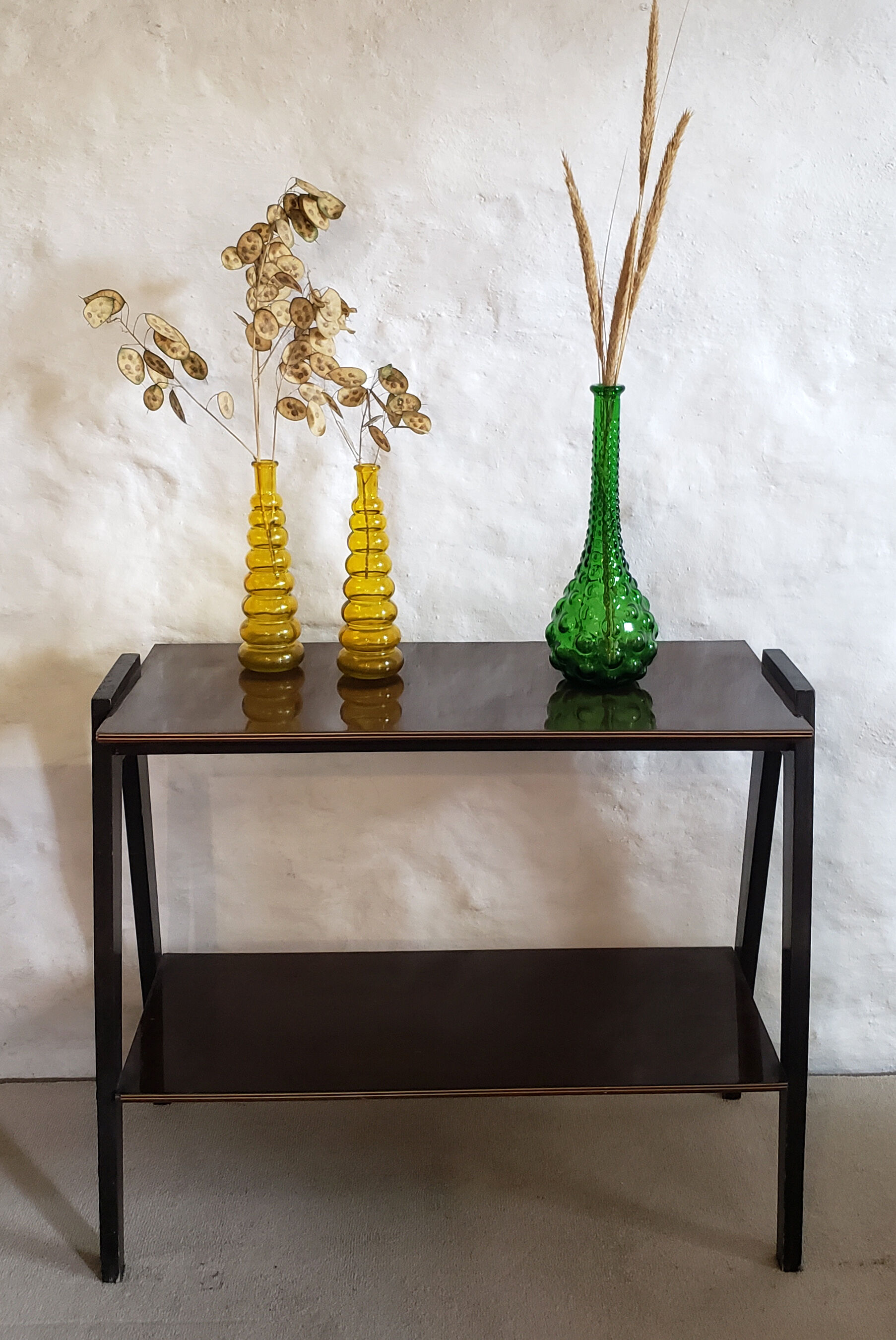 2 yellow vintage carafes