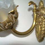 Pair of tanned sconces and glass paste
