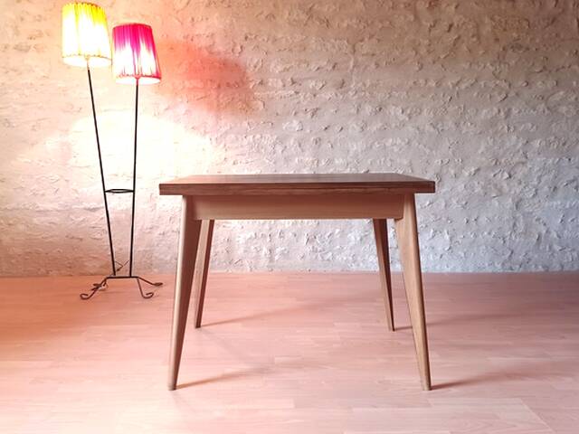 Vintage 60s style portfolio table with compass legs, renovated