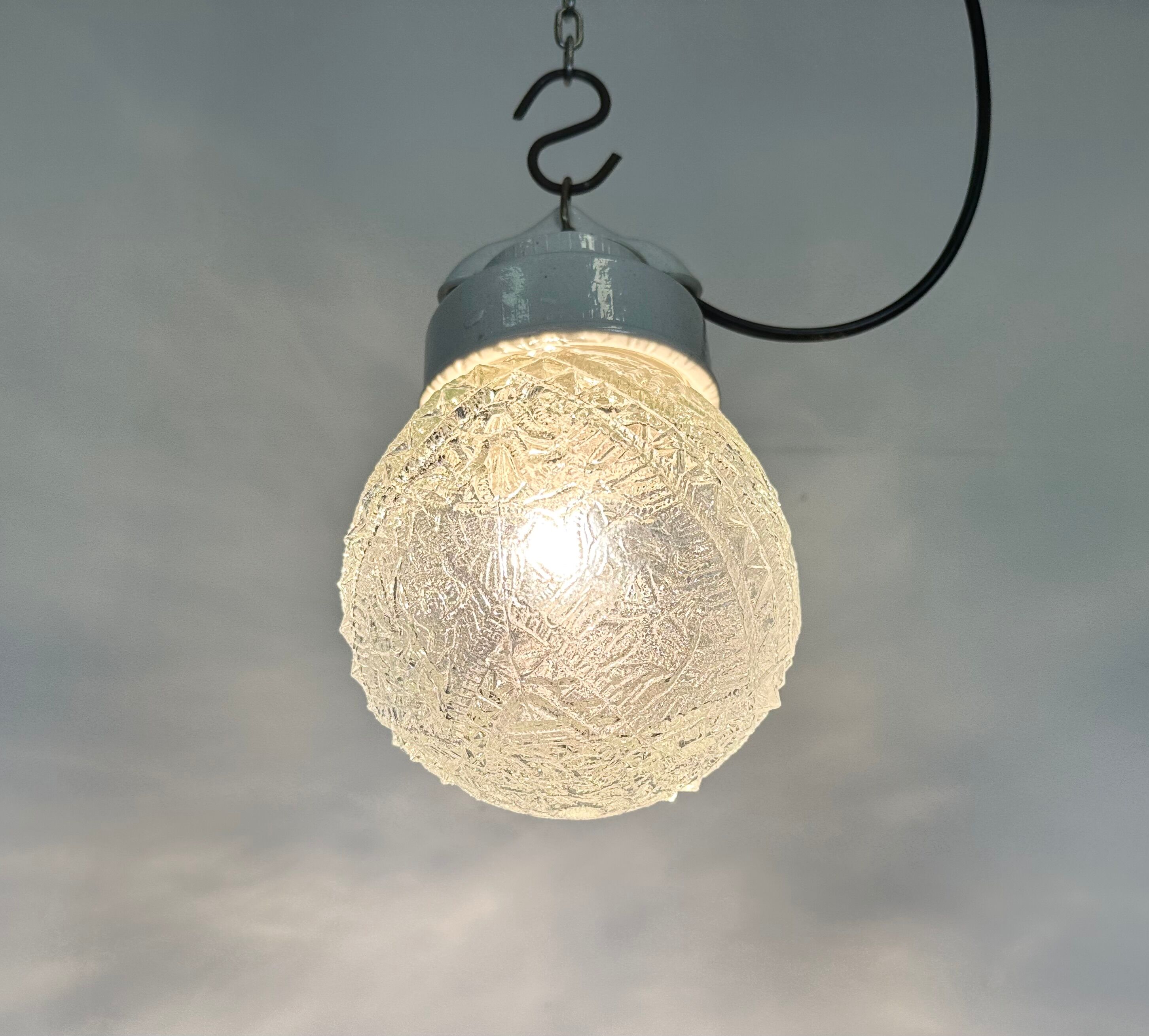 Vintage White Porcelain Pendant Light, 1970s